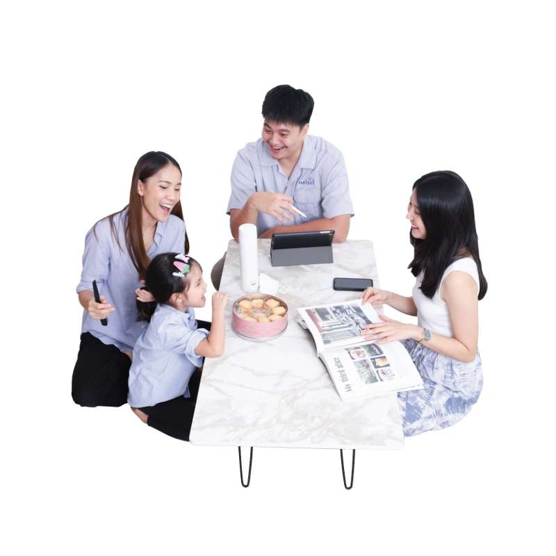 FASTTECT โต๊ะญี่ปุ่นพรีเมี่ยมใหญ่พิเศษ รุ่นขาเหล็กล็อค ขนาด 60x120 ซม. สีหินอ่อนครีม-1