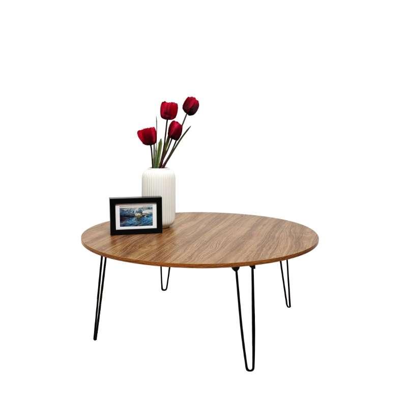 FASTTECT โต๊ะญี่ปุ่นพรีเมี่ยมกลม รุ่นขาเหล็กล็อค ขนาด 80 x 80 ซม. สีลาเต้-1