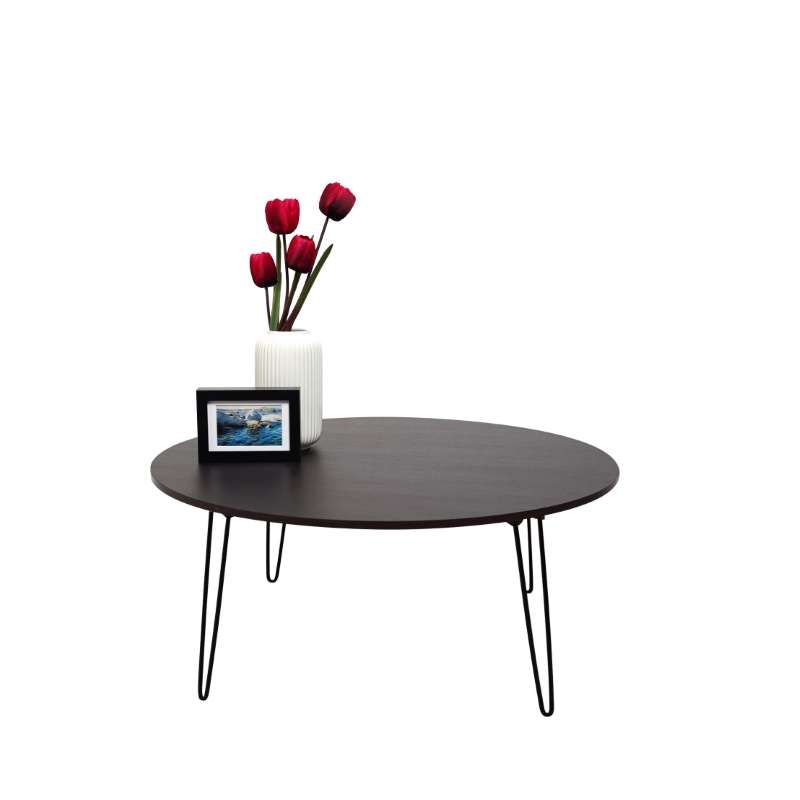 FASTTECT โต๊ะญี่ปุ่นพรีเมี่ยมกลม รุ่นขาเหล็กล็อค ขนาด 80 x 80 ซม. สีเวงเก้-1