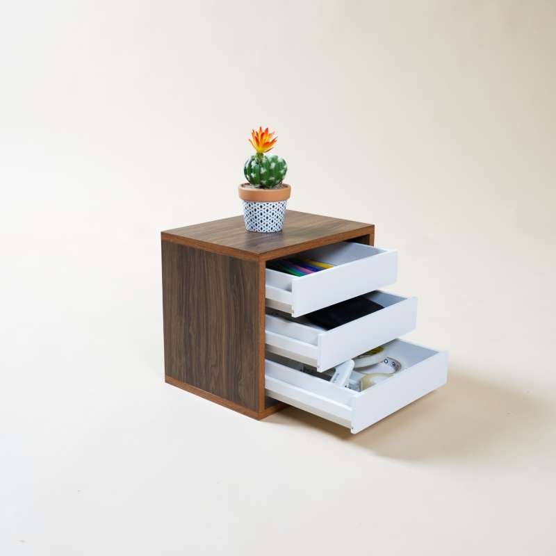 FASTTECT ตู้จัดระเบียบโต๊ะทำงาน สีโอ๊ค-ขาว-1