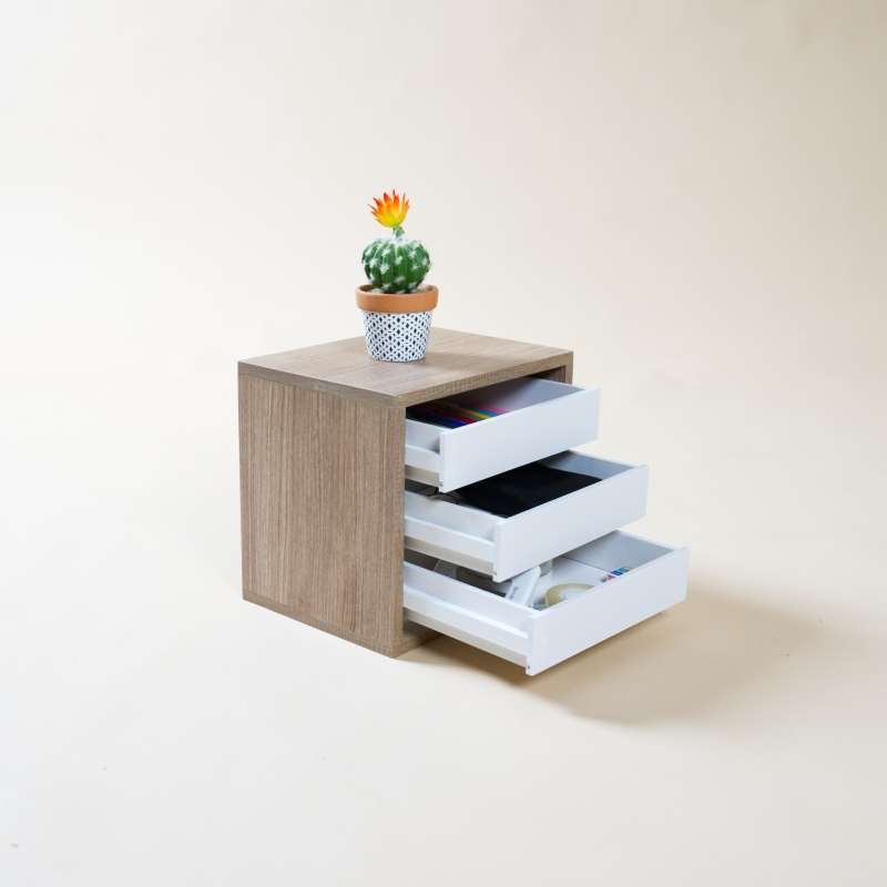 FASTTECT ตู้จัดระเบียบโต๊ะทำงาน สีไวท์โอ๊ค-ขาว-1