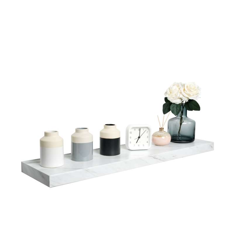 FASTTECT ชั้นวางของติดผนัง ขอบบาง กว้าง 20 x ยาว 80 ซม. สีหินอ่อนขาว-1