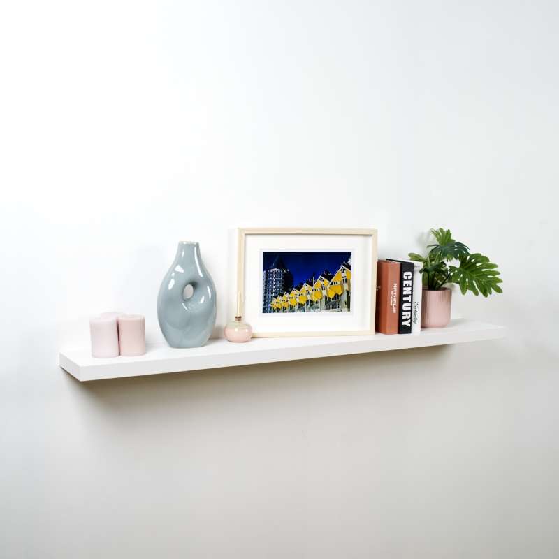 FASTTECT ชั้นวางของติดผนัง ขอบบาง รุ่น "ยาวพิเศษ" กว้าง 20 x ยาว 140 ซม. สีขาว-1