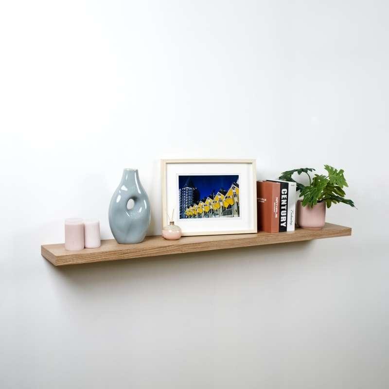 FASTTECT ชั้นวางของติดผนัง ขอบบาง รุ่น "ยาวพิเศษ" กว้าง 20 x ยาว 140 ซม. สีไวท์โอ๊ค-1