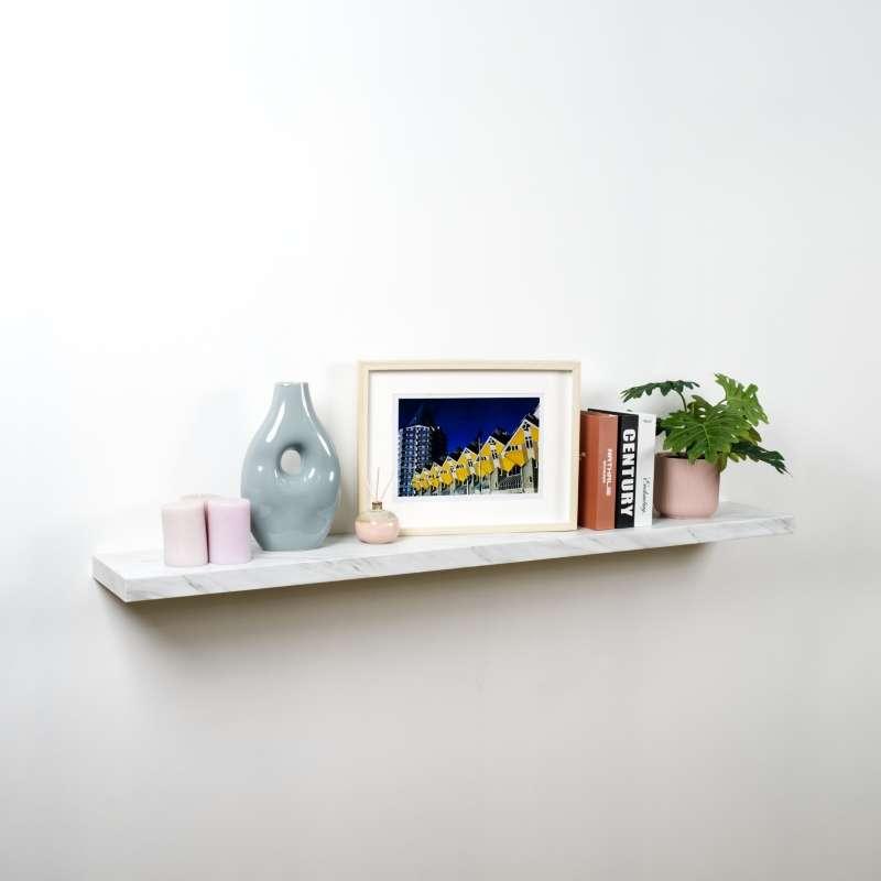 FASTTECT ชั้นวางของติดผนัง ขอบบาง รุ่น "ยาวพิเศษ" กว้าง 20 x ยาว 140 ซม. สีหินอ่อนขาว-1