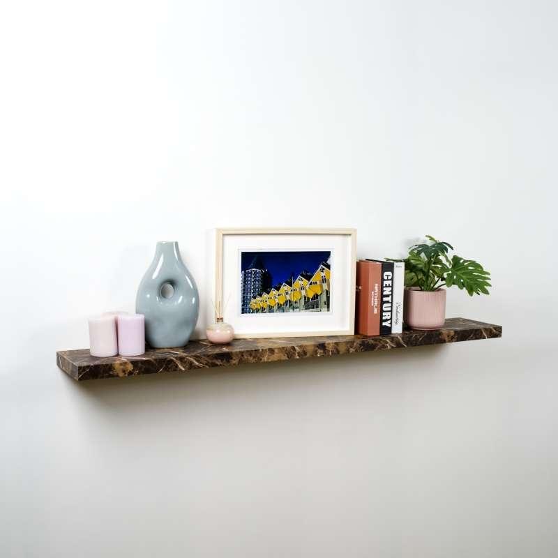 FASTTECT ชั้นวางของติดผนัง ขอบบาง รุ่น "ยาวพิเศษ" กว้าง 20 x ยาว 140 ซม. สีหินอ่อนน้ำตาล-1