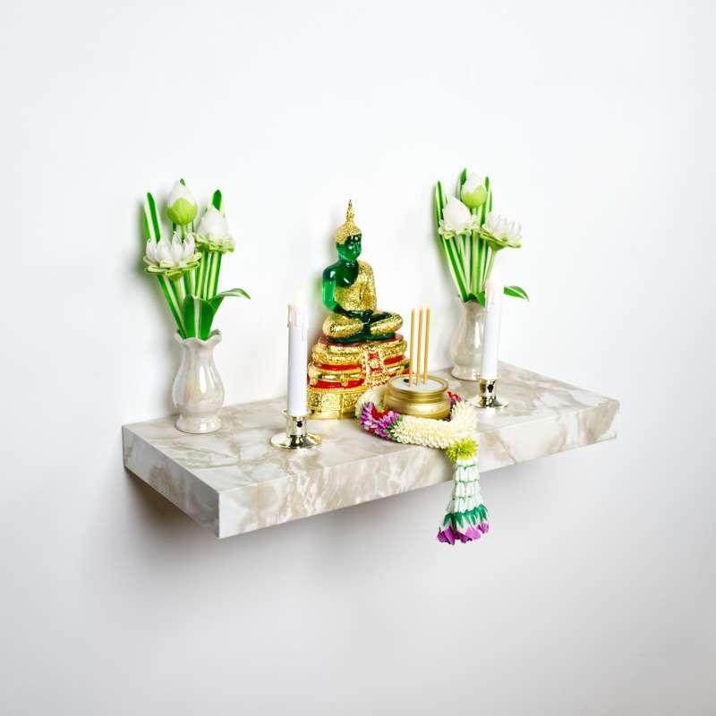 FASTTECT หิ้งพระติดผนัง กว้าง 24 x ยาว 60 ซม. สีหินอ่อนครีม-1