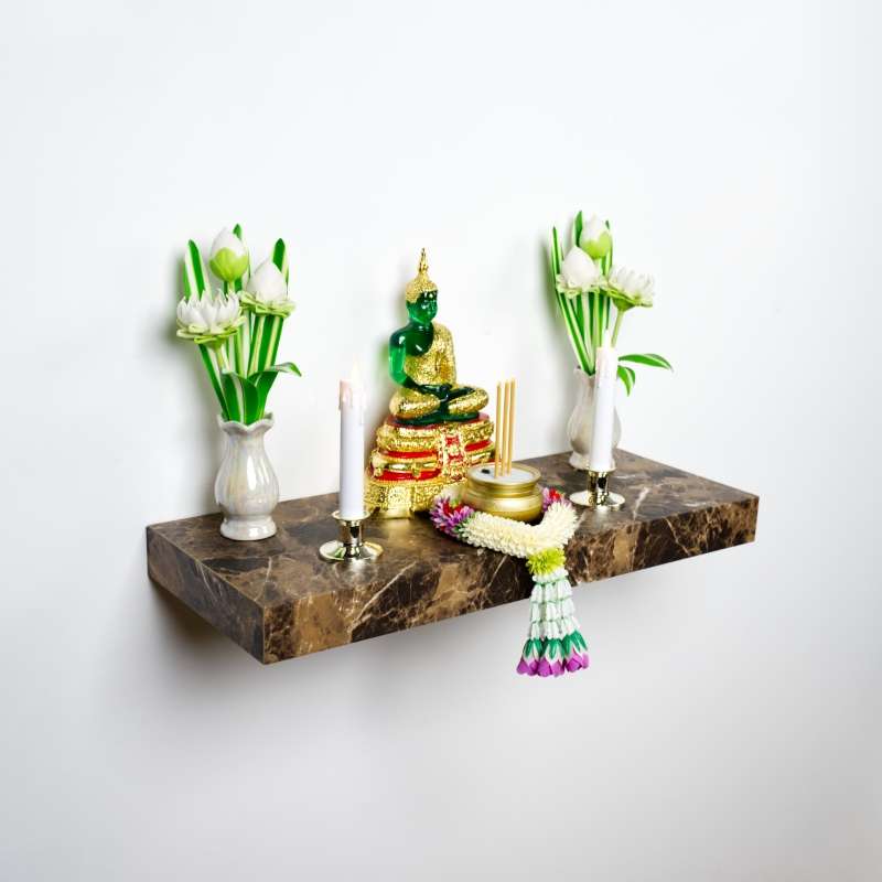 FASTTECT หิ้งพระติดผนัง กว้าง 24 x ยาว 60 ซม. สีหินอ่อนน้ำตาล-1