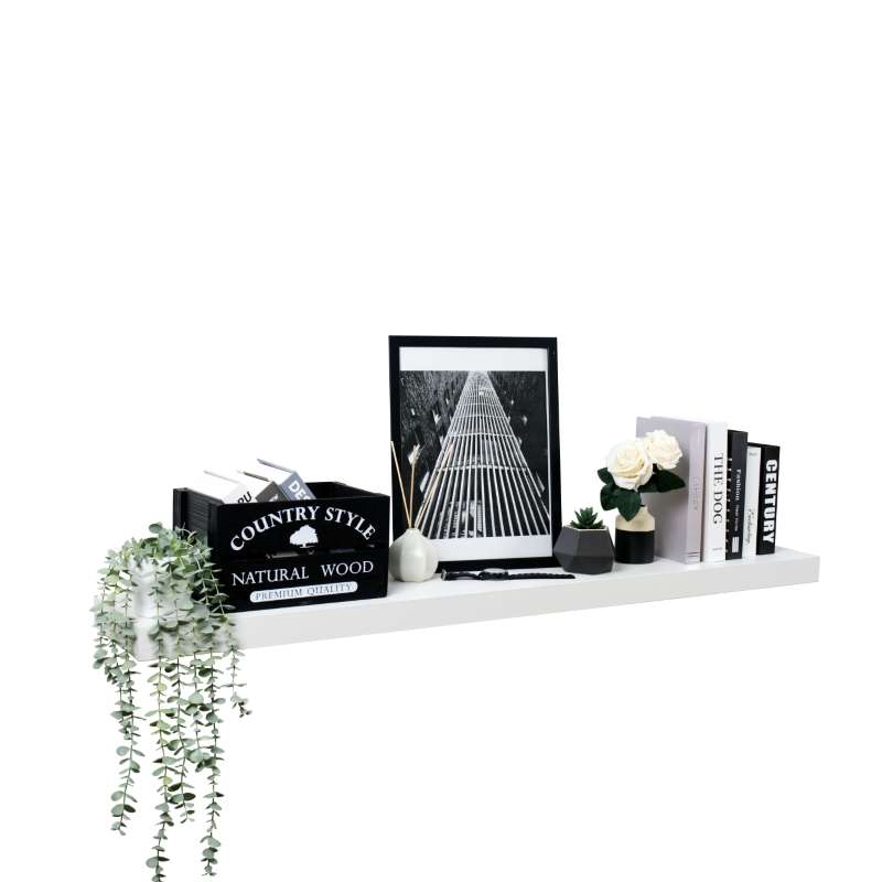 FASTTECT ชั้นวางของติดผนัง รุ่น "ยาวพิเศษ" กว้าง 24 x ยาว 140 ซม. สีขาว-1