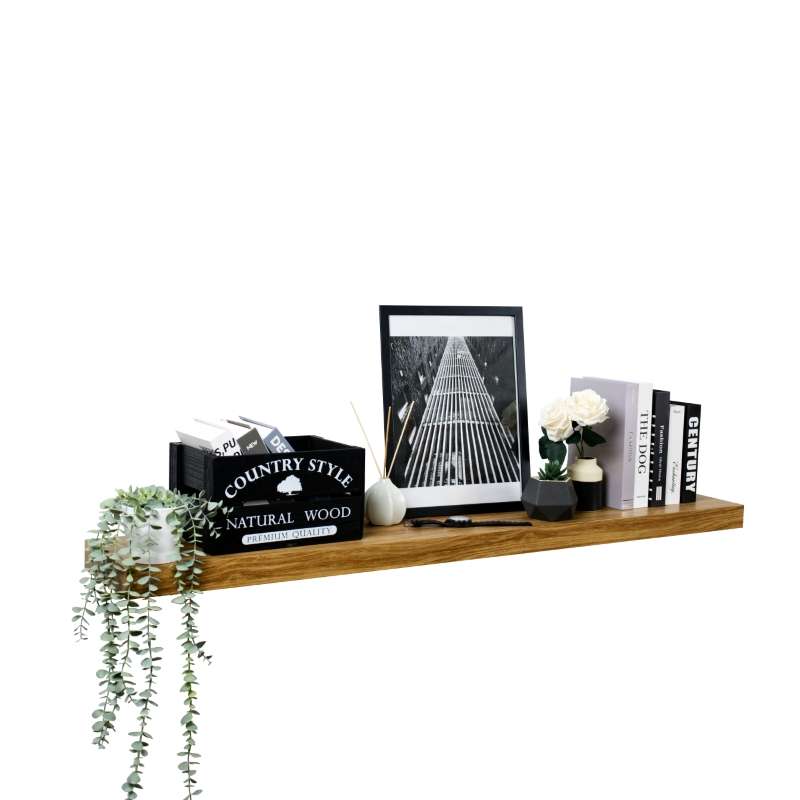 FASTTECT ชั้นวางของติดผนัง รุ่น "ยาวพิเศษ" กว้าง 24 x ยาว 140 ซม. สีลาเต้-1