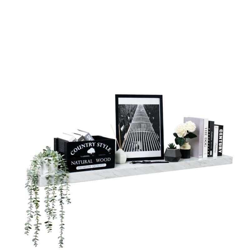 FASTTECT ชั้นวางของติดผนัง รุ่น "ยาวพิเศษ" กว้าง 24 x ยาว 140 ซม. สีหินอ่อนขาว-1