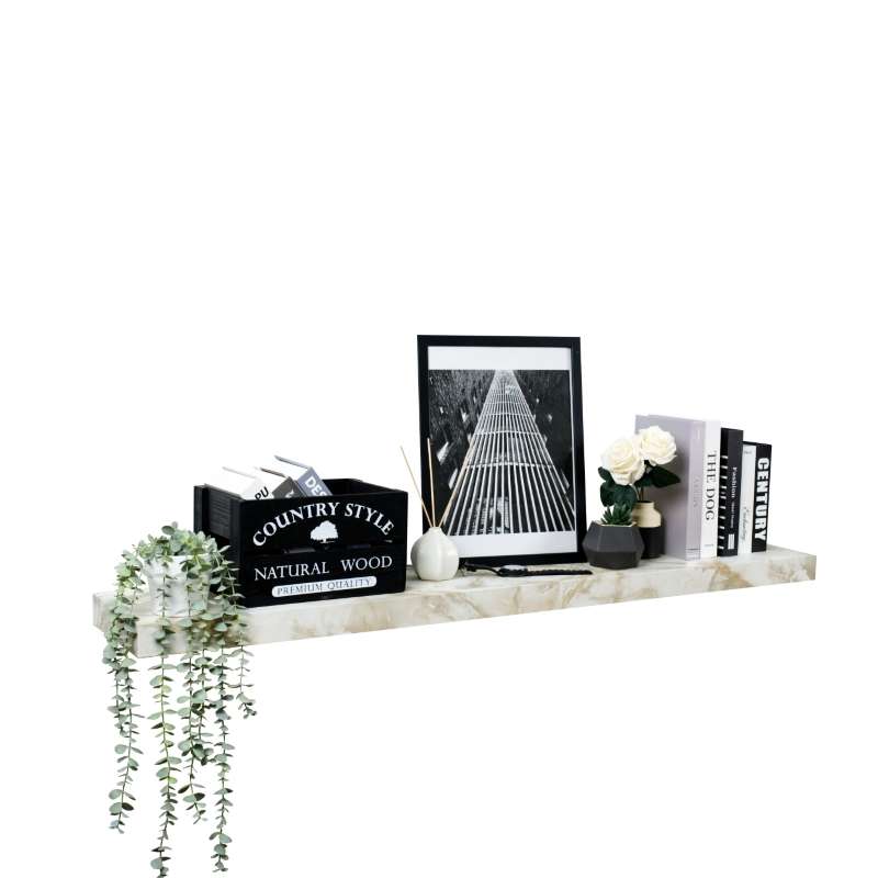 FASTTECT ชั้นวางของติดผนัง รุ่น "ยาวพิเศษ" กว้าง 24 x ยาว 140 ซม. สีหินอ่อนครีม-1