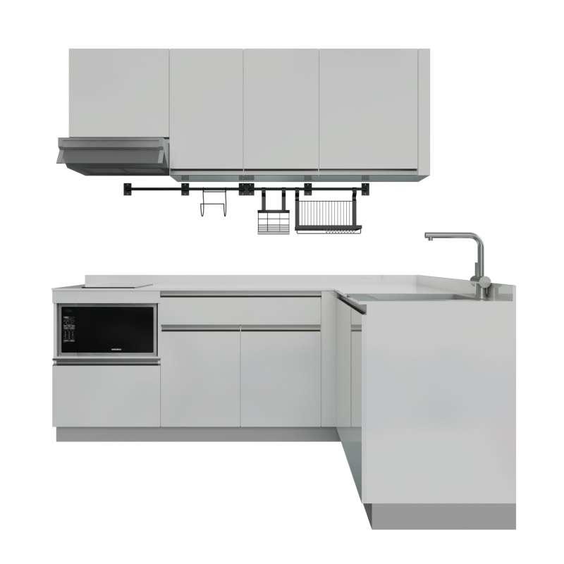 ชุดครัวสำเร็จรูป รุ่น BLANCE ยาว 2.2 เมตร รูปตัว L ติดตั้งซิงค์ด้านขวา-1