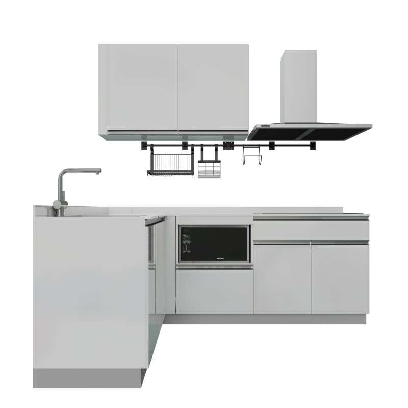 STARMARK ชุดครัวสำเร็จรูป BLANCE ยาว 2.2 เมตร วางรูปตัว L ติดตั้งซิงค์ด้านซ้ายสำหรับเครื่องดูดควันแบบกระโจม(H)-1