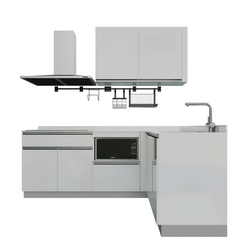STARMARK ชุดครัวสำเร็จรูป BLANCE ยาว 2.2 เมตร วางรูปตัว L ติดตั้งซิงค์ด้านขวาสำหรับเครื่องดูดควันแบบกระโจม(H)-1