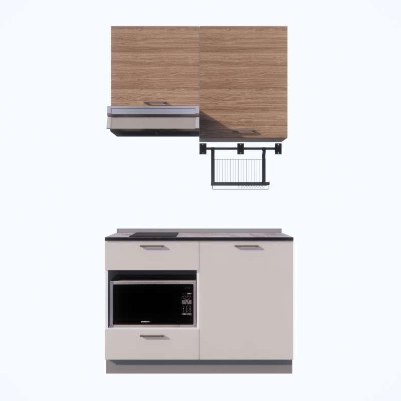 ชุดครัวสำเร็จรูป รุ่น CONTE ยาว 1.21 เมตร ท็อปเรียบด้านขวาไม่เจาะซิงค์-1