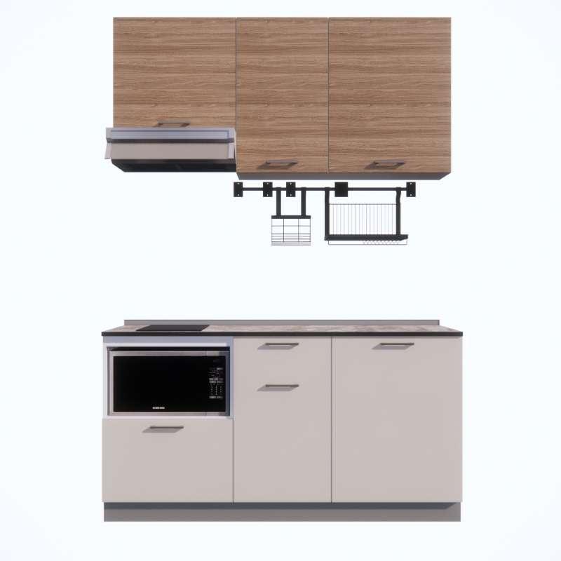 ชุดครัวสำเร็จรูป รุ่น CONTE ยาว 1.66 เมตร ท็อปเรียบด้านขวาไม่เจาะซิงค์-1