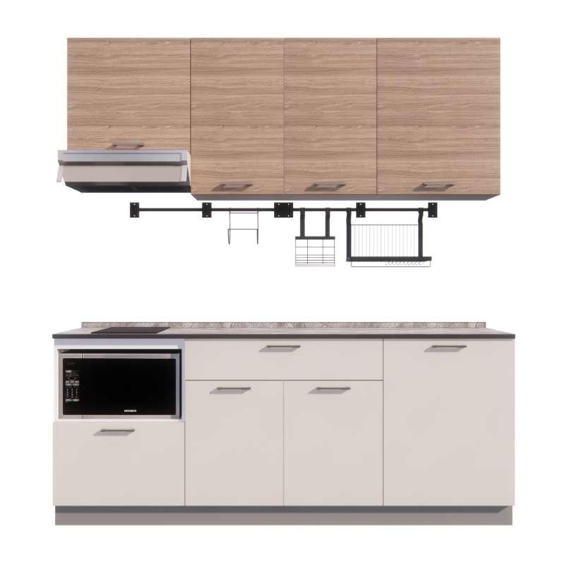 ชุดครัวสำเร็จรูป รุ่น CONTE ยาว 2.11 เมตร ท็อปเรียบด้านขวาไม่เจาะซิงค์-1