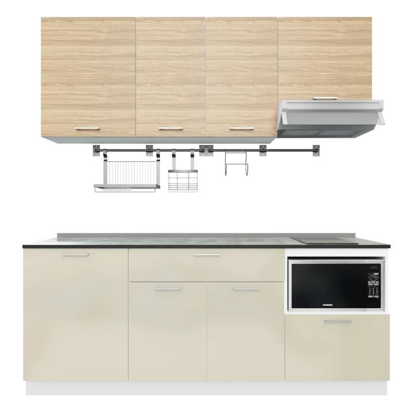 ชุดครัวสำเร็จรูป รุ่น CONTE ยาว 2.11 เมตร ท็อปเรียบด้านซ้ายไม่เจาะซิงค์-1