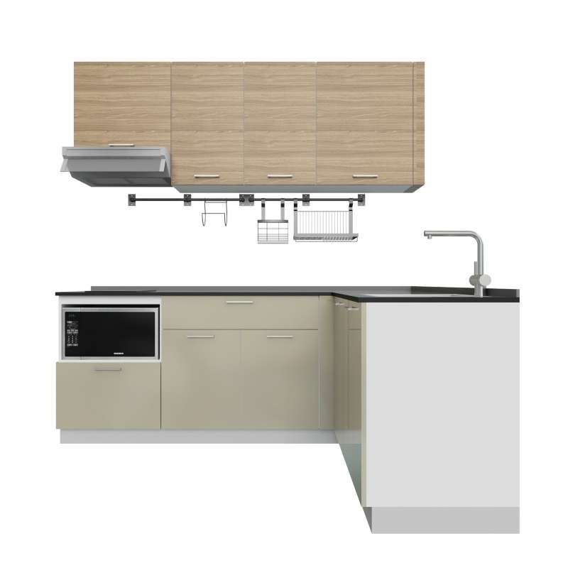 ชุดครัวสำเร็จรูป รุ่น CONTE ยาว 2.2 เมตร วางรูปตัว L ติดตั้งซิงค์ด้านขวา-1