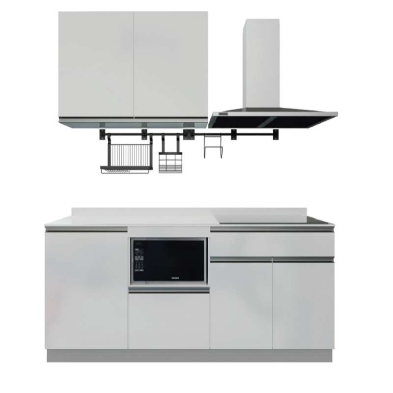 ชุดครัวสำเร็จรูป รุ่น BLANCE ยาว 2.11 เมตร ท็อปเรียบด้านซ้ายไม่เจาะซิงค์-1