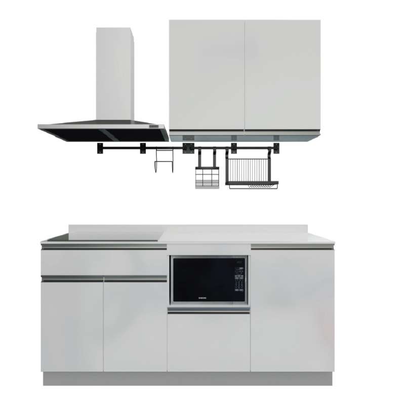 ชุดครัวสำเร็จรูป รุ่น BLANCE ยาว 2.11 เมตร ท็อปเรียบด้านขวาไม่เจาะซิงค์-1
