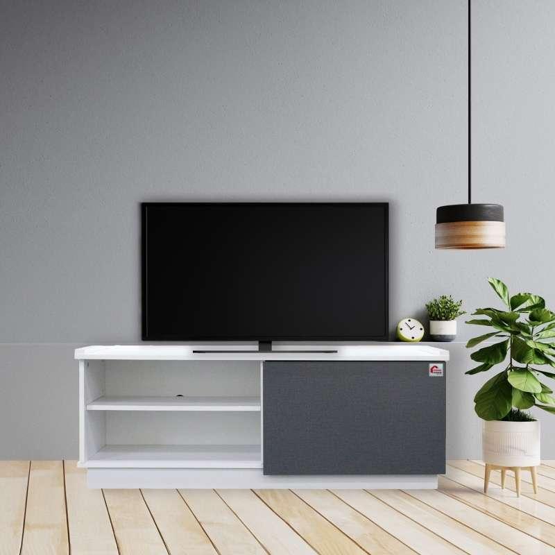 ชั้นวางทีวี 120X39.6x48.3 cm สีขาว หน้าบานเทา HOMECHOICE-1