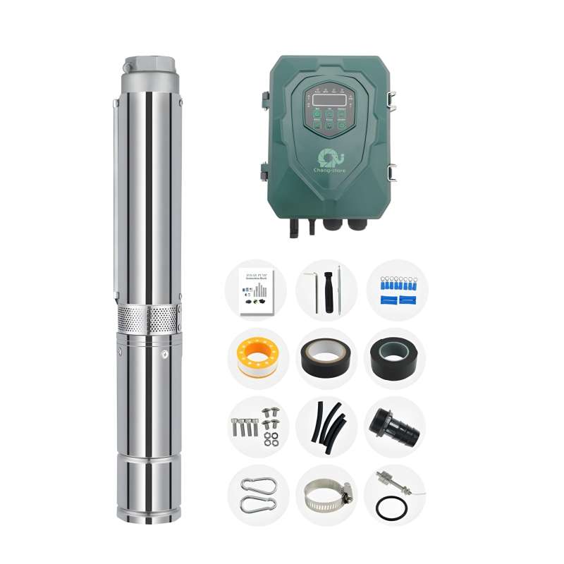 ปั๊มน้ำบาดาลโซลาร์เซลล์ DC รุ่น ปากบ่อ 3 นิ้วขึ้นไป 1500W, 6m³-125M-110V-1