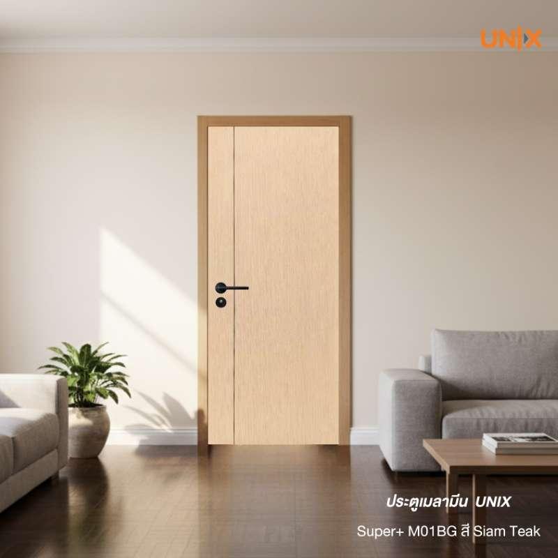 ประตูเมลามีน UNIX รุ่น Super+ M01 BG สี Siam Teak 80x200 ซม.-1