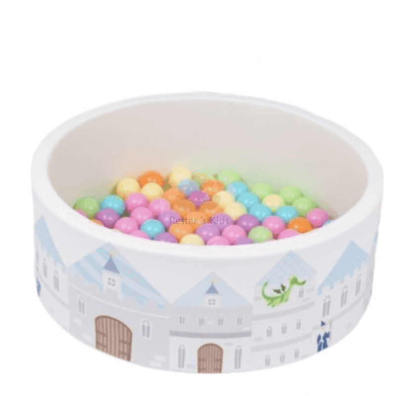 Restars kids บ่อบอลเล็ก สีขาวลายปราสาทฟ้า-1