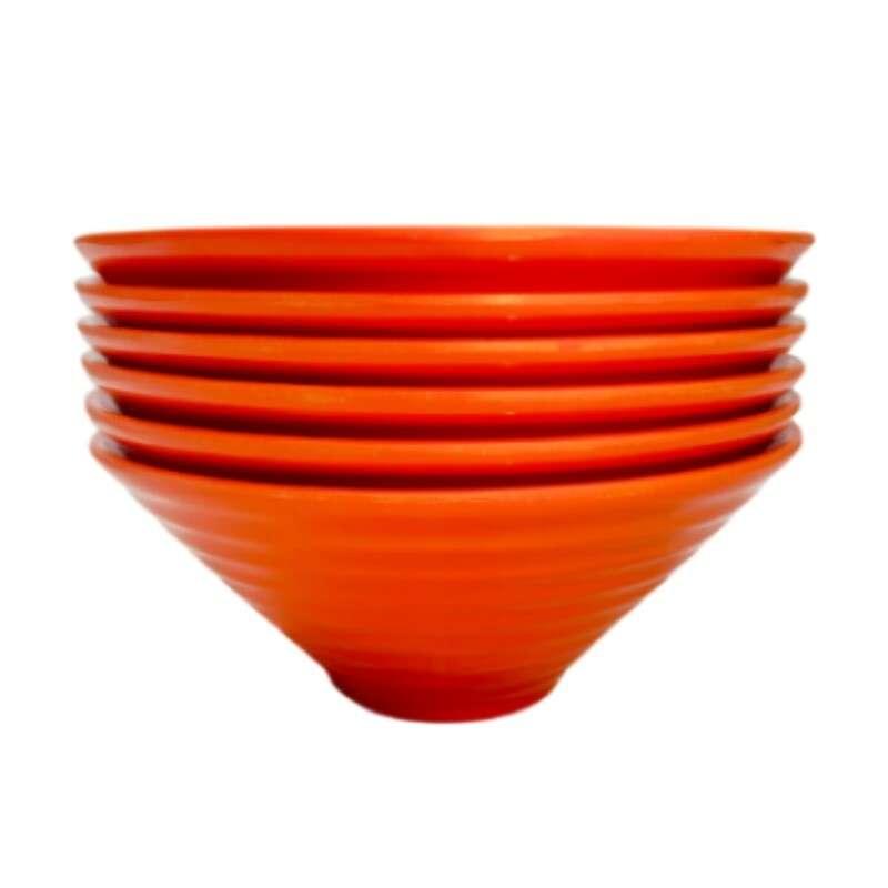 ชามเมลามีนลายคลื่น 9 นิ้ว สีส้ม แพ็ค 6 ใบ-1