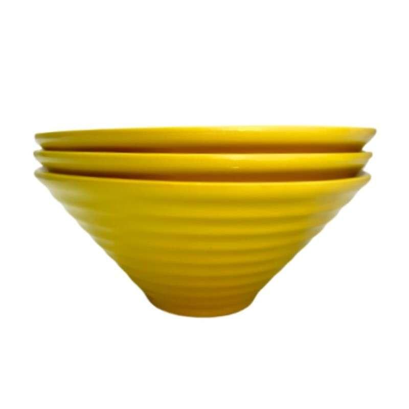 ชามเมลามีนลายคลื่น 9 นิ้ว สีเหลือง แพ็ค 3 ใบ-1