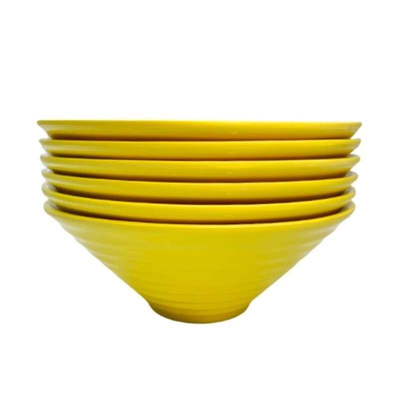 ชามเมลามีนลายคลื่น 9 นิ้ว สีเหลือง แพ็ค 6 ใบ-1