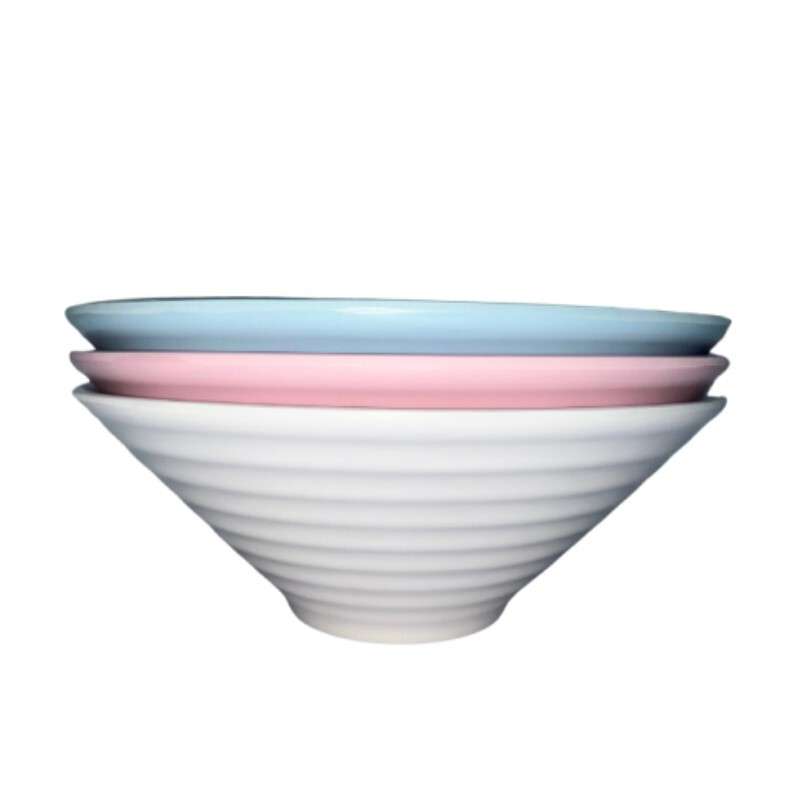 ชามเมลามีนลายคลื่น 9 นิ้ว สีฟ้า,ชมพู,ขาว แพ็ค 3 ใบ-1