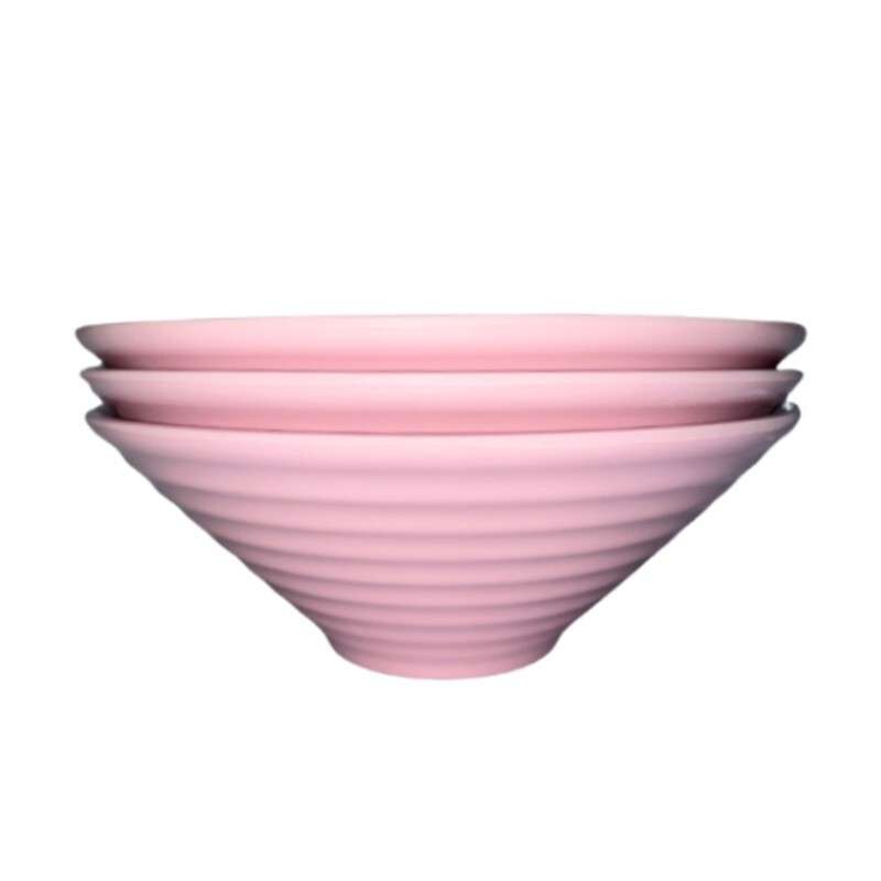 ชามเมลามีนลายคลื่น 9 นิ้ว สีชมพู แพ็ค 3 ใบ-1