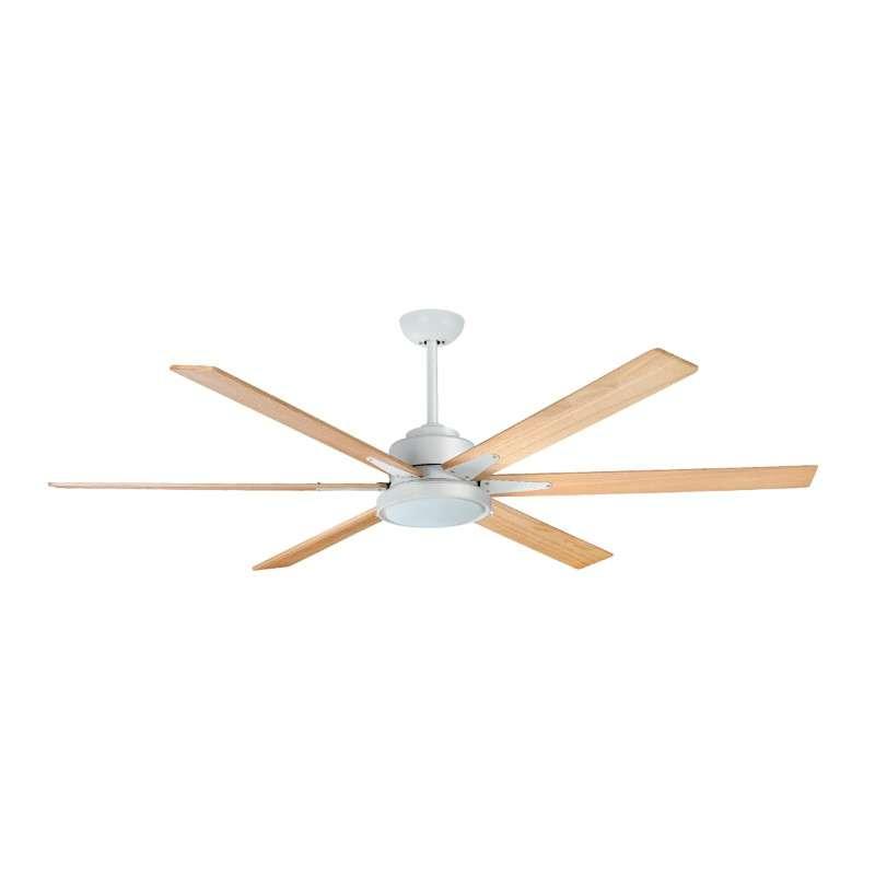 พัดลมเพดานใบพัดไม้แท้ มีไฟ LED 22W รุ่น PLANET 84นิ้ว สีขาว/เมเปิ้ล พร้อมรีโมท-1