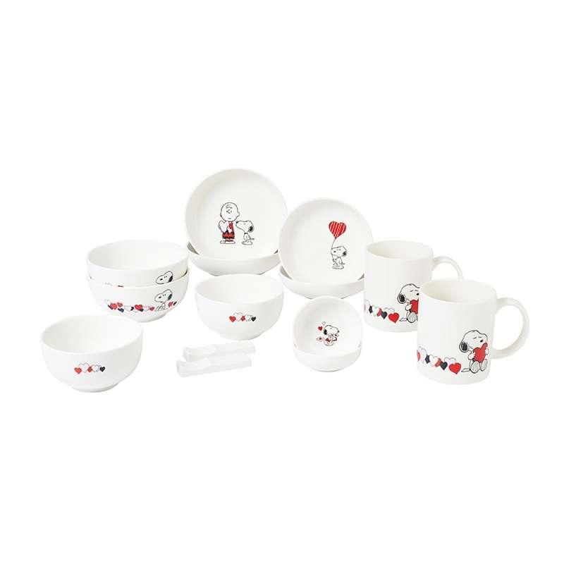 ชุดจานชาม Corningware ลาย Snoopy สนูปปี้เลิฟลี่ เซต 14ชิ้น รุ่น N-02-P14-SLV/SG-1