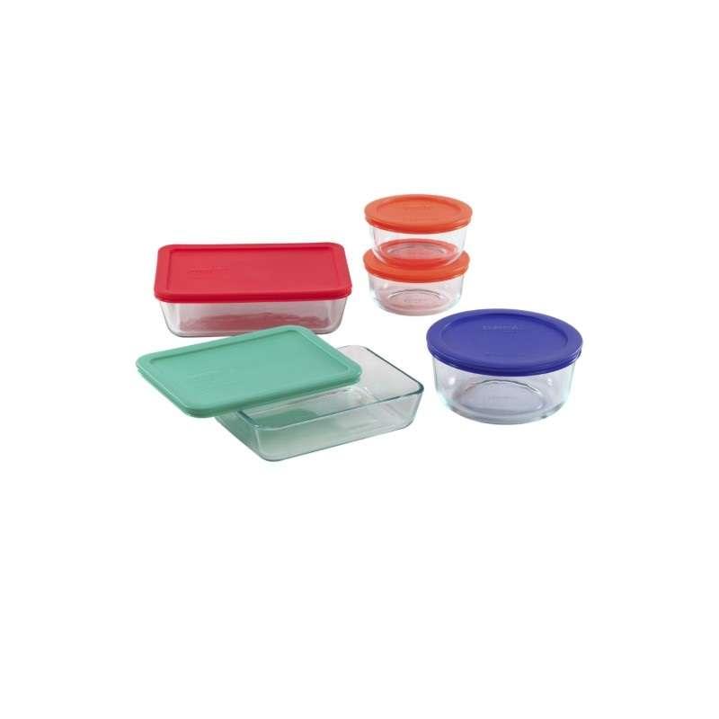 ชุดชามแก้วถนอมอาหารพร้อมฝา 10 ชิ้น Pyrex รุ่น P-00-1091198 สีเขียว/ส้ม/น้ำเงิน/แดง-1