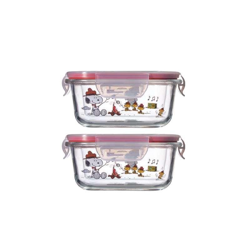 กล่องถนอมอาหาร 4 ชิ้น Pyrex ลาย Snoopy and friends Square Glass Storage รุ่น P-PX-SPC510SQ-2 510 ML.-1