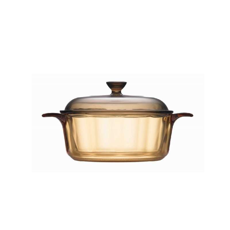 หม้อแก้วทนไฟพร้อมฝา Visions รุ่น V-01-VS 12/CL (สีชา) ขนาด 1.25 L. -1