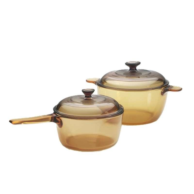 ชุดหม้อแก้วทนไฟ 4 ชิ้น Saucepan/Cookpot Set(VSP-1.5+VS-2.5) Visions รุ่น V-01-VS-312/CL (สีชา)-1