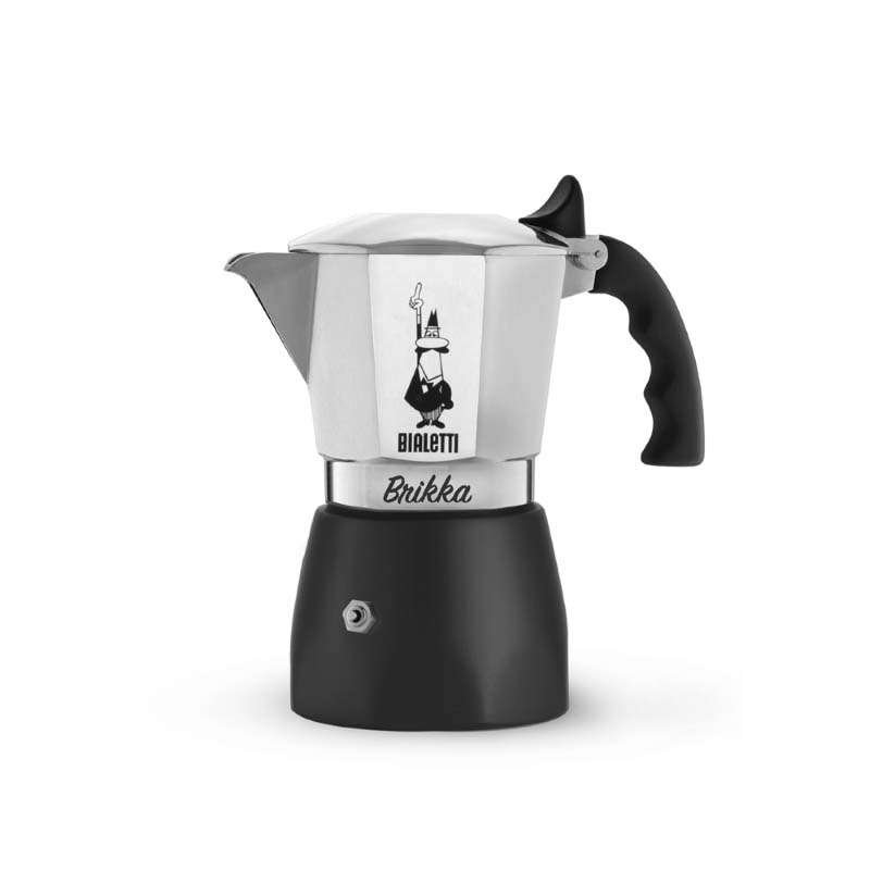 หม้อต้มกาแฟ Bialetti Moka Pot รุ่น Brikka 2020 (บริกก้า) - Silver/Black [BL-0007314] ขนาด 4 ถ้วย-1