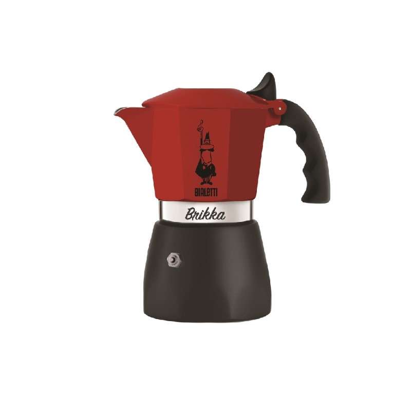 หม้อต้มกาแฟ Bialetti Moka Pot รุ่น Brikka 2020 (บริกก้า) - Red/Black [BL-0007315] ขนาด 4 ถ้วย-1