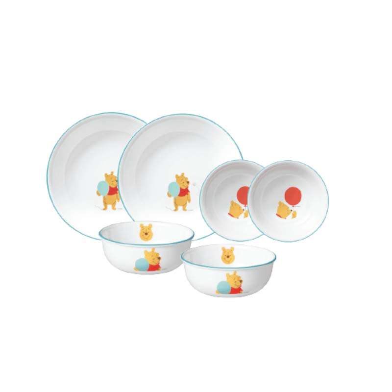 ชุดจานชาม Corelle ลาย Pooh with balloon เซต 6 ชิ้น /C-6E-POOH2-SS-1