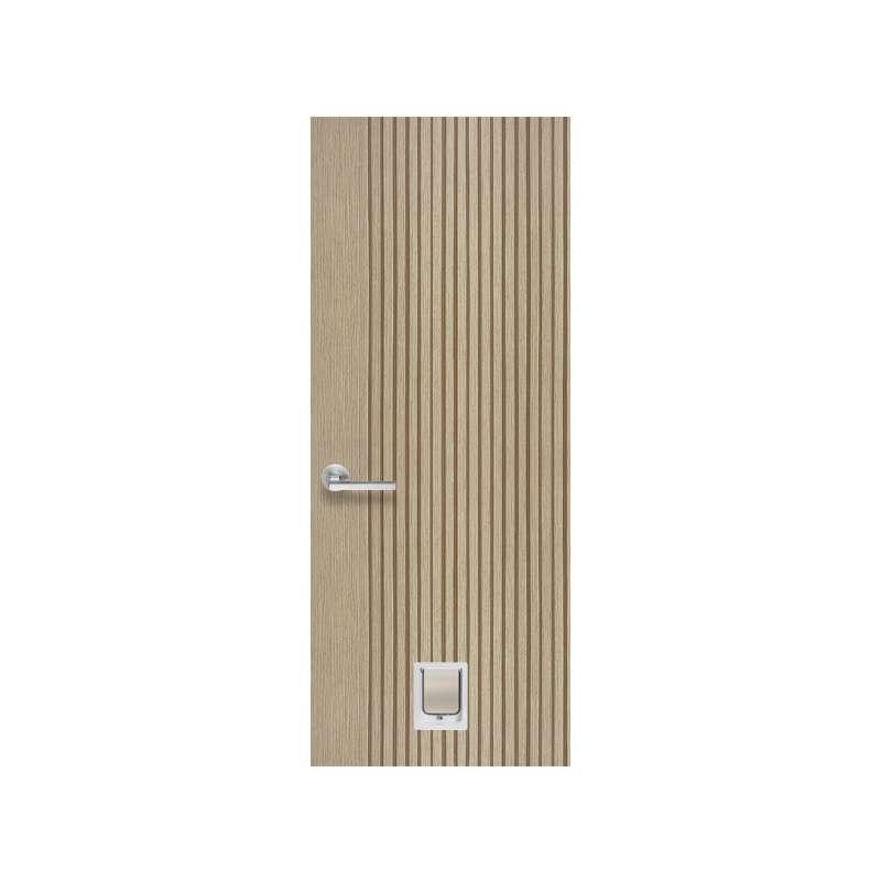 ประตูพอลิสไตรีน-ภายใน พร้อมประตูแมว (Size S) LINEDEKOR รุ่น Vertical สีบีชด้าน 70x200 ซม.-1