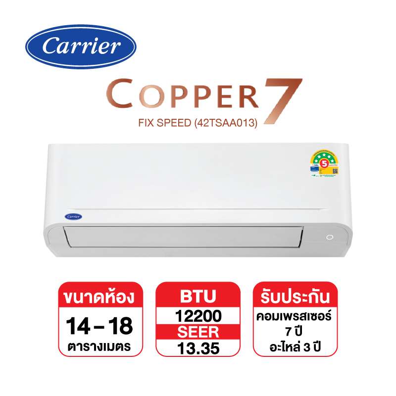 แอร์ติดผนัง CARRIER รุ่น Copper 7 TSAA013 Fixed Speed ขนาด 12,200 BTU (เฉพาะเครื่อง)-1