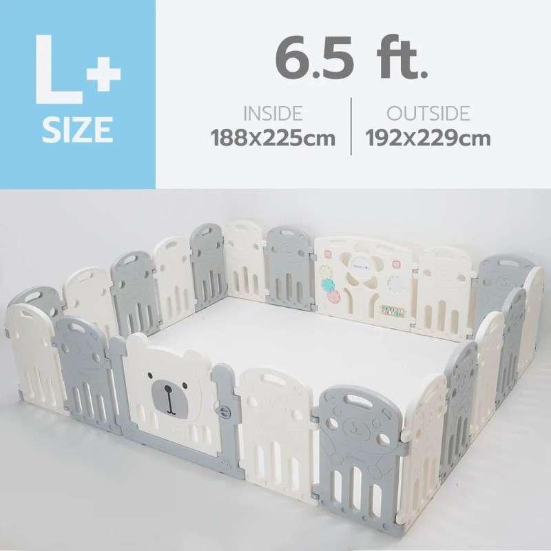 คอกกั้นเด็ก Bebeplay รุ่น Hug Bear ขนาด L+/6.5 ฟุต สีเทาขาว-1