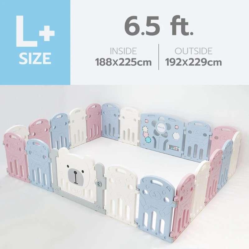 คอกกั้นเด็ก Bebeplay รุ่น Hug Bear ขนาด L+/6.5 ฟุต สีฟ้าชมพูขาว-1