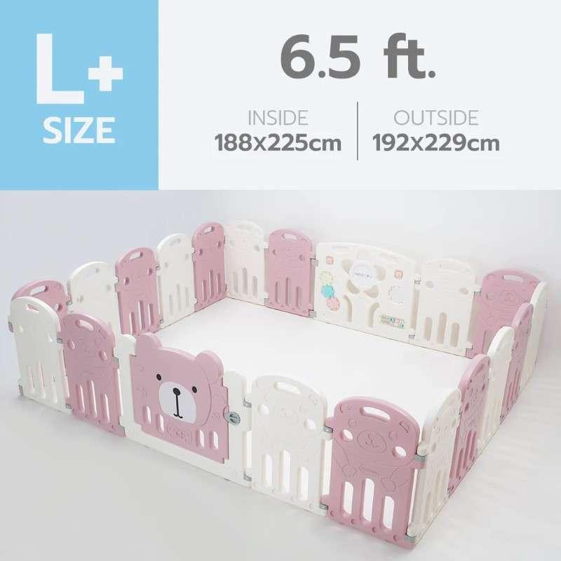 คอกกั้นเด็ก Bebeplay รุ่น Hug Bear ขนาด L+/6.5 ฟุต สีชมพูขาว-1