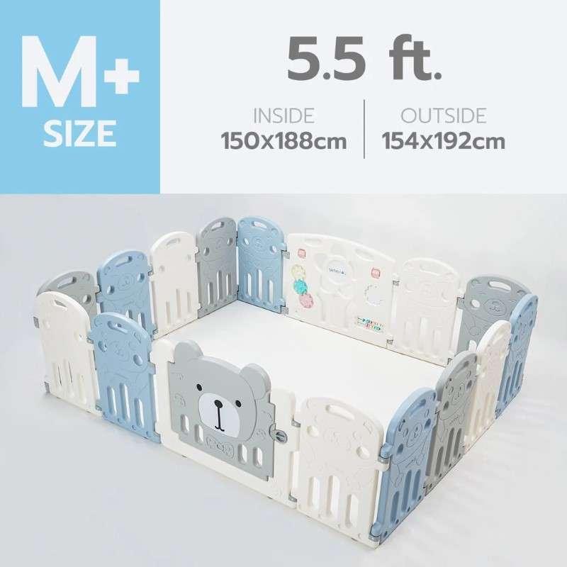 คอกกั้นเด็ก Bebeplay รุ่น Hug Bear ขนาด M+/5.5 ฟุต สีฟ้าเทาขาว-1
